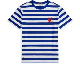 Футболка Polo Ralph Lauren Kids в полоску с вышитыми логотипами Pony и Crest