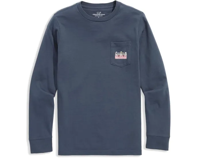 Футболка с длинным рукавом и карманом Ghost Pups Logo Box от Vineyard Vines Kids