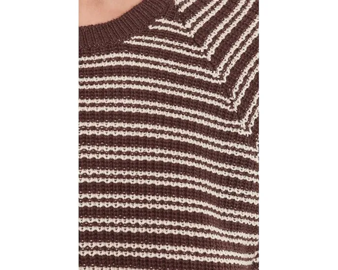 Футболка Faherty Miramar Linen Tee с рукавами три четверти и полосатым принтом