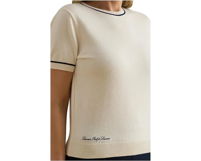Свитер Lauren Ralph Lauren Plus Size с коротким рукавом и двухцветным дизайном