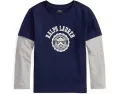 Хлопковая футболка Logo с эффектом слоев Polo Ralph Lauren Kids для малышей и младших детей