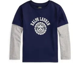 Хлопковая футболка Logo с эффектом слоев Polo Ralph Lauren Kids для малышей и младших детей