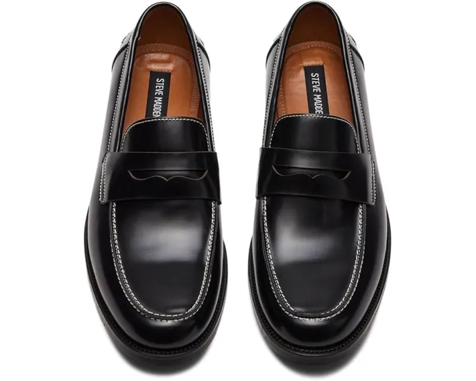 Мокасины Steve Madden Natan из кожи с круглым носком и резиновой подошвой