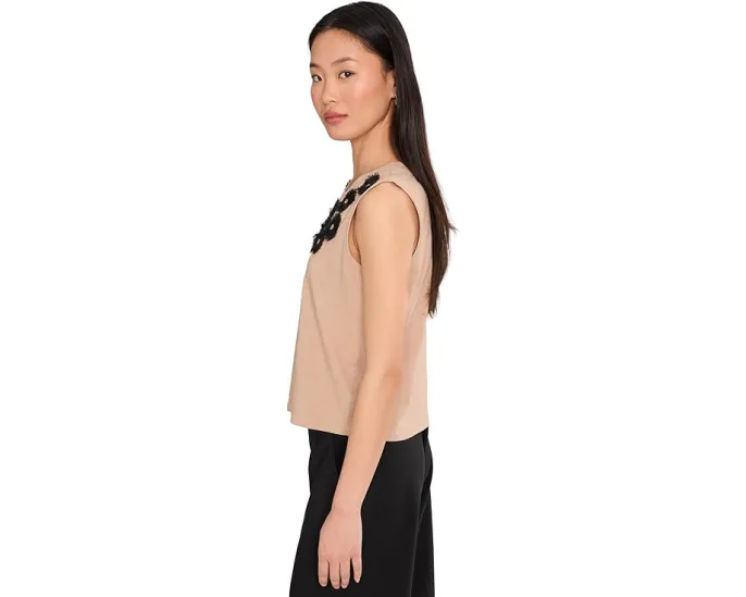 Топ NIC+ZOE Petite без рукавов с аппликацией из органзы и бисером