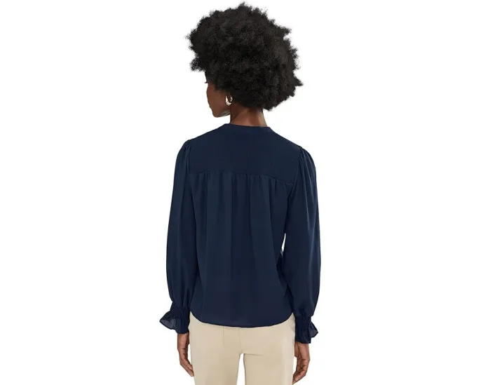 Блузка CeCe с длинным рукавом и сборками на планке