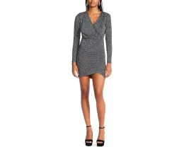 Платье Betsey Johnson Metallic Knit Faux Wrap с эффектом обертывания