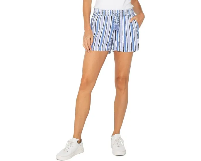 Шорты Liverpool Los Angeles с кулиской и завязками на поясе в полоску из смеси льна и лиоцелла