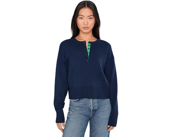 525 america Хенли Genevieve с удлиненными плечами и застежкой на пуговицы