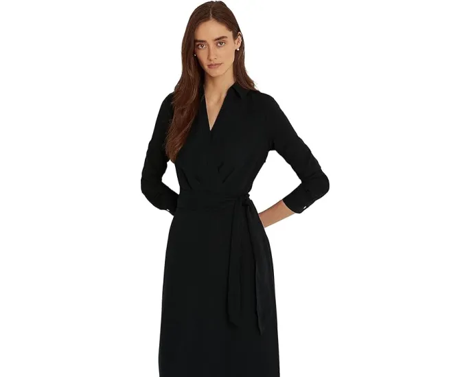 Платье Lauren Ralph Lauren с длинным рукавом и поясом на подкладке