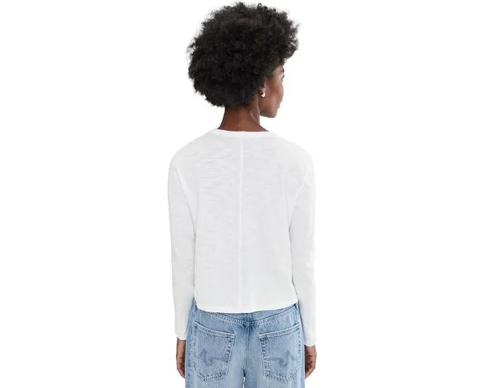 Укороченная футболка Lilla P Cropped Boyfriend с длинным рукавом и свободным кроем