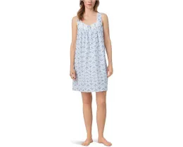 Хлопковая ночная сорочка Eileen West без рукавов с кружевом и цветочным принтом