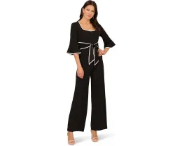 Комбинезон с рюшами на рукавах от Adrianna Papell с квадратным вырезом и поясом