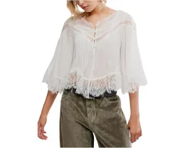 Топ Free People Bali Midnight Rain из фланели в клетку с кружевной отделкой