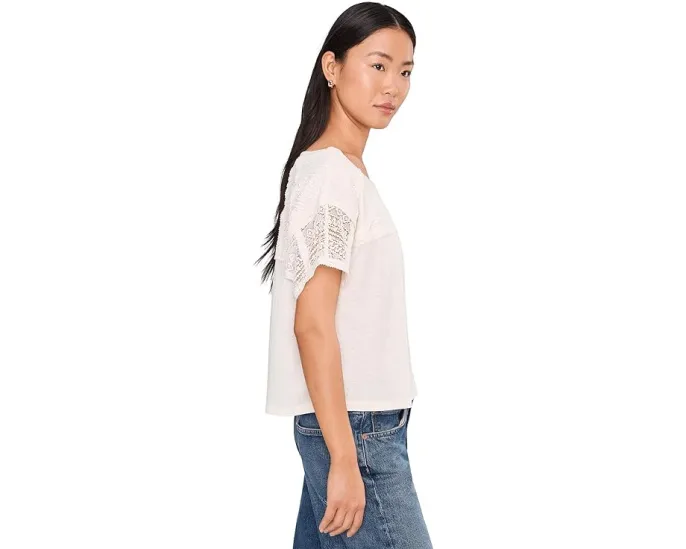 Топ Liverpool Los Angeles с коротким рукавом долман и лодочкой с кружевом