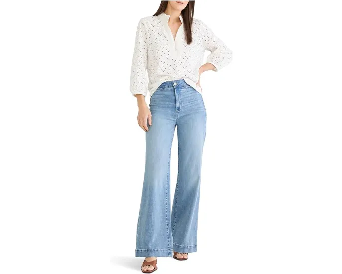 Топ NIC+ZOE Petite с воротником-рюшем и ажурной вязкой