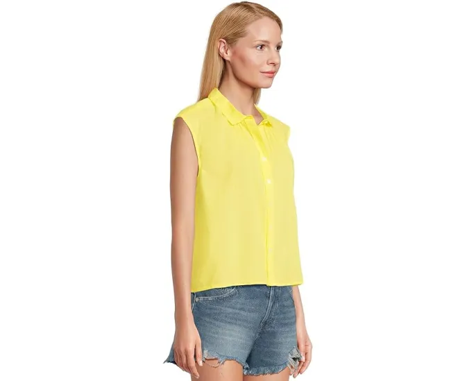 Короткая рубашка Lilla P на пуговицах из легкого летнего вуаля с удлиненными плечами