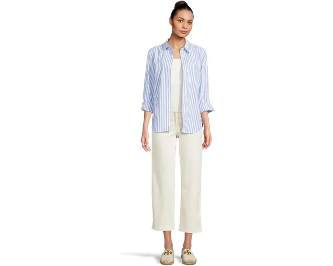 Хлопковая рубашка L.L.Bean Essential Poplin с длинным рукавом и накладным карманом