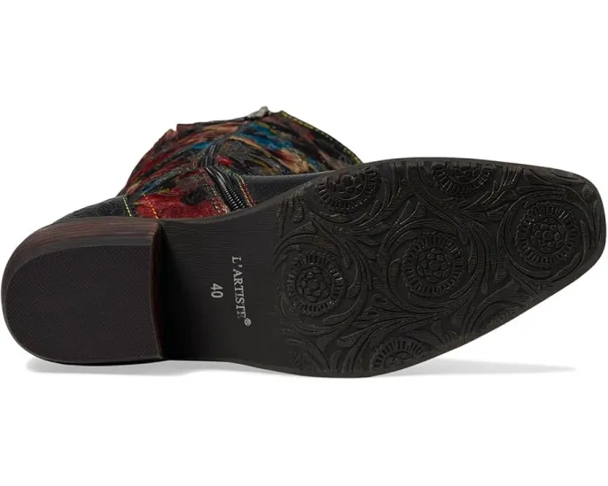 Ботинки Rodeo Queen-Viv до колена с цветочным бархатом и зауженным носком