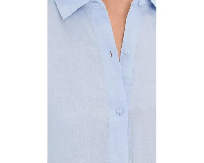 Длинная рубашка Eileen Fisher из органического льна с классическим воротником