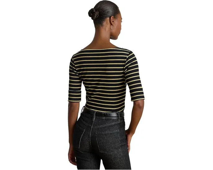 Lauren Ralph Lauren Футболка с лодочкой и металлизированной полосатой отделкой