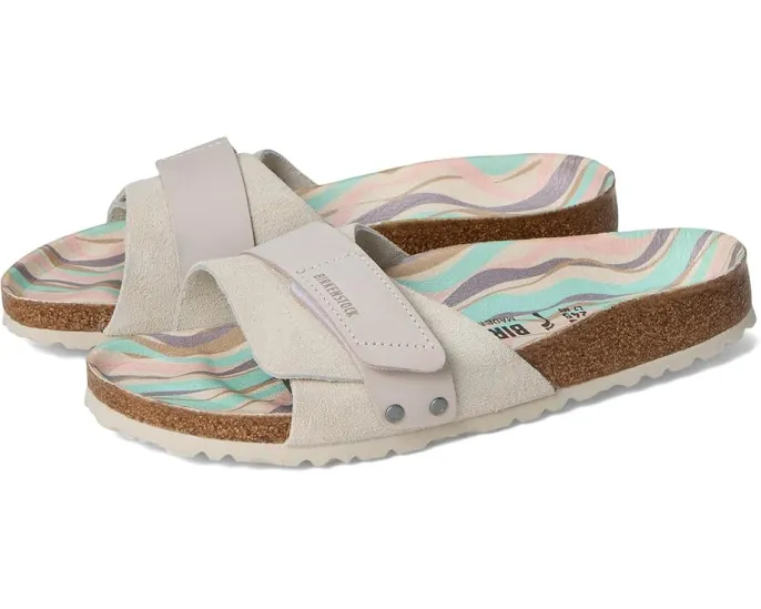 Сандалии Birkenstock Oita Printed Footbed с замшевым верхом и стелькой с принтом