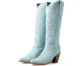 Высокие сапоги Corral Z5254 с вышивкой baby blue и квадратным каблуком