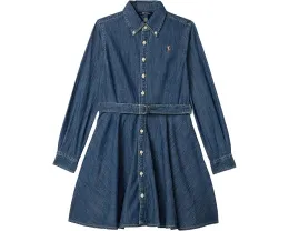 Джинсовое платье-рубашка Polo Ralph Lauren с поясом для девочек подростков