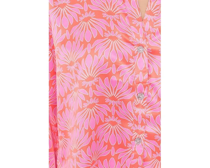 Пижамный набор N by Natori Rhythm из сатина с воротником-стойкой и принтом