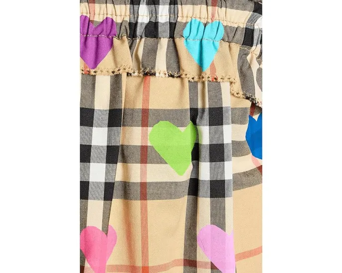 Детская блузка Gabi Heart Check с клеткой и сердечками Burberry Kids