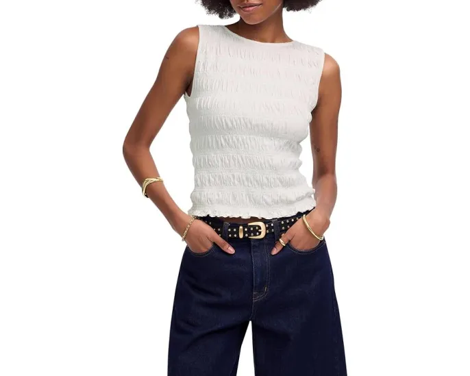 Топ Smocked Boatneck Tank от Madewell со сборками