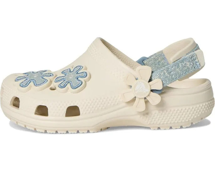 Детские сабо Crocs Kids Classic с ремешком и джинсовым принтом