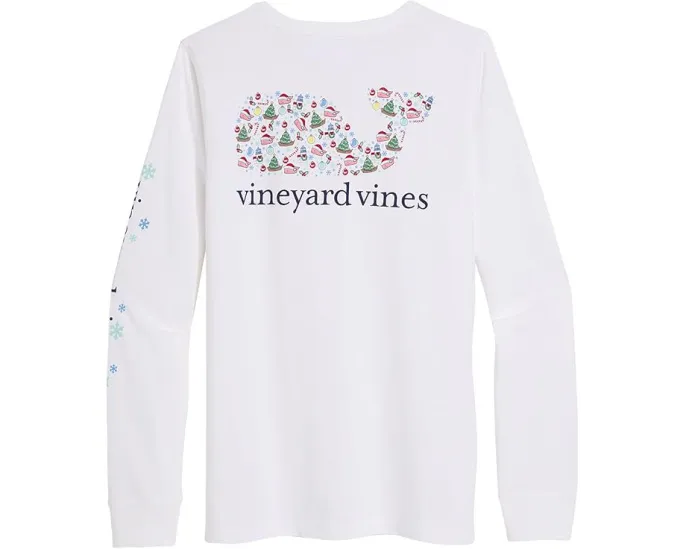 Футболка Vineyard Vines Santa Whale Icon с длинными рукавами и нагрудным карманом