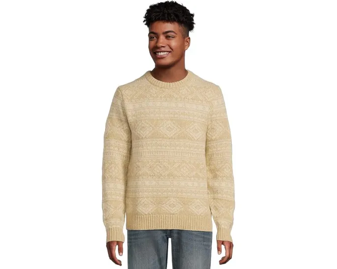 Классический свитер L.L.Bean из рагг-вул с круглой горловиной и узором Fair Isle