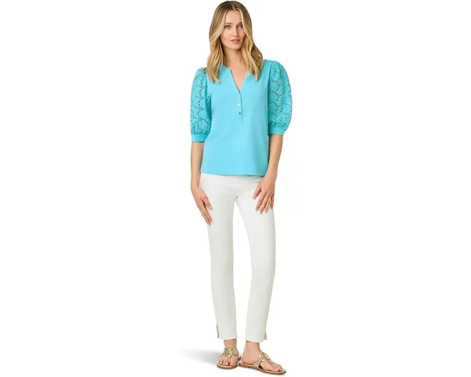 Топ Ronson с ажурными рукавами и пуговицами от Lilly Pulitzer