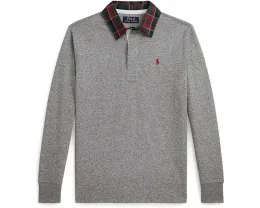 Детская регби футболка Polo Ralph Lauren Kids с клетчатым воротником из хлопкового джерси для детей постарше