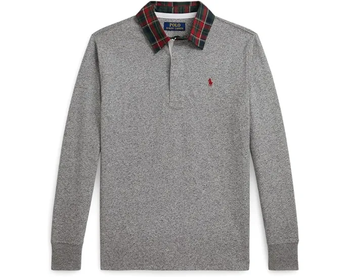 Детская регби футболка Polo Ralph Lauren Kids с клетчатым воротником из хлопкового джерси для детей постарше