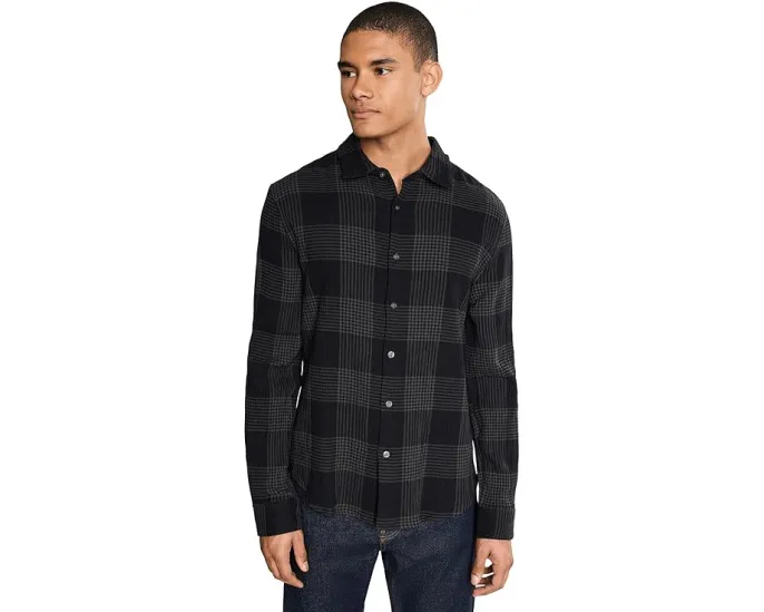 Рубашка John Varvatos Luca из модала с отложным воротником и длинными рукавами