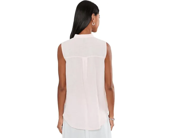 Органическая льняная туника Eileen Fisher с воротником мандарин