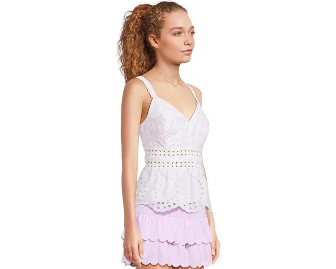 Топ Lilly Pulitzer Tiah Eyelet с V-образным вырезом и баской