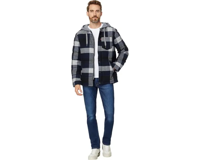 Пуховик Levi's с клетчатым стеганым узором из хлопка