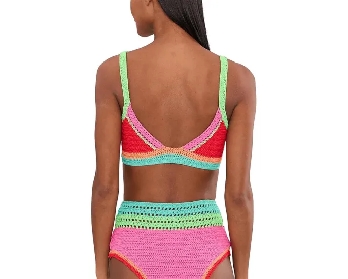 Кроп-топ Milana с цветными блоками и воротником лодочкой из смесового нейлона