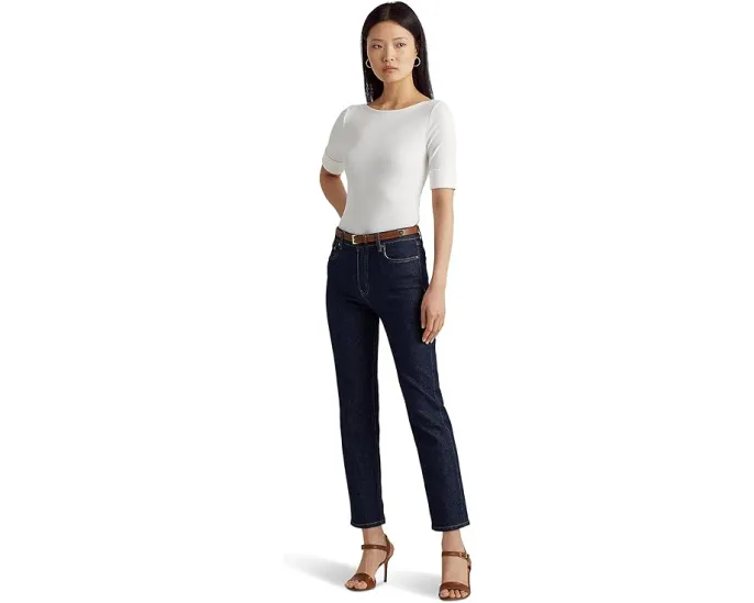 Топ с воротником-лодочкой Lauren Ralph Lauren из хлопка с эластаном