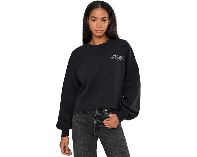 Свитшот AllSaints Reel Lila с принтом и винтажным стилем