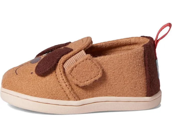 Детские лоферы TOMS Felt Pound Puppy с мордочкой щенка на липучке