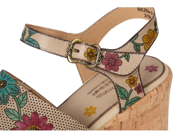 Сандалии Halena на платформе с ручной росписью и регулируемой застежкой