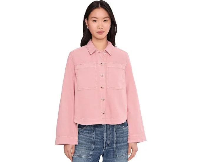 Джинсовая куртка-рубашка Liverpool Los Angeles с высоким низом и накладными карманами