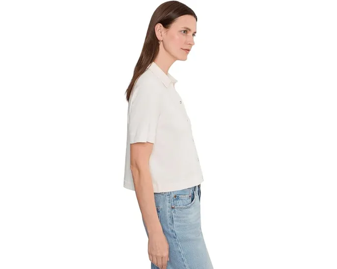 Футболка Lilla P Elbow Sleeve Button Down с воротником и застежкой на пуговицы
