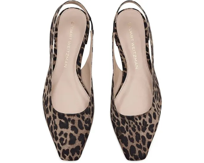 Босоножки Stassi Slingback Stuart Weitzman с леопардовым принтом на каблуке
