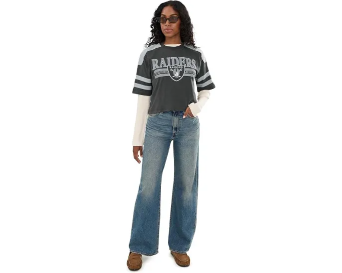 Укороченная футболка NFL Las Vegas Raiders с блестками Junk Food Clothing