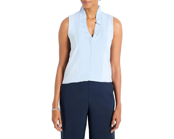 NIC+ZOE Petite Ruffled Around топ с рюшами по горловине